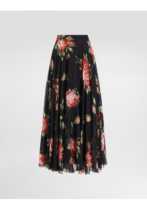 Dolce & Gabbana Rose Bouquet-print Chiffon Circle Skirt - Woman Skirts Multicolor 40