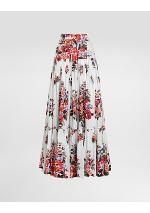 Dolce & Gabbana Flower Bouquet-print Poplin Long Skirt - Woman Skirts Multicolor 50