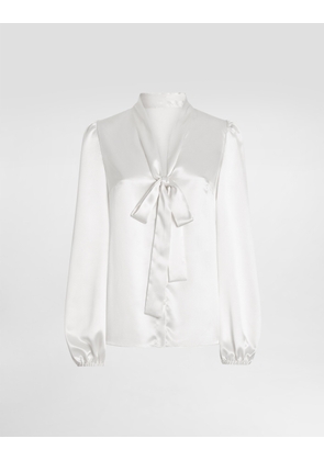 Dolce & Gabbana Silk Satin Shirt - Woman Shirts And Tops White Silk 40