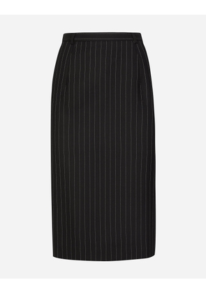 Dolce & Gabbana Pinstripe Wool Calf-length Skirt - Woman Skirts Multi-colored 40