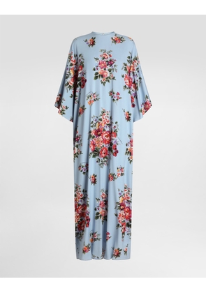 Dolce & Gabbana Flower Bouquet-print Long Charmeuse Dress - Woman Dresses Multicolor 46