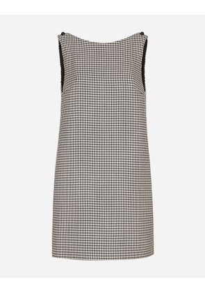 Dolce & Gabbana Sleeveless Short Houndstooth Wool Dress - Woman Dresses Multicolor 42