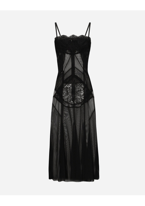 Dolce & Gabbana Tulle, Mesh And Lace Calf-length Slip Dress - Woman Dresses Black 42