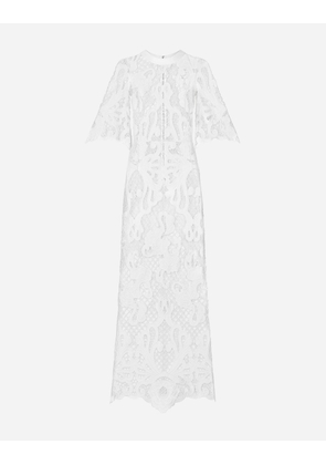 Dolce & Gabbana Long Dress With Openwork Embroidery - Woman Dresses White 46