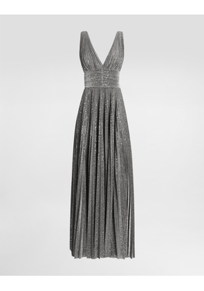 Dolce & Gabbana Long Pleated Dress With Micro-sequin Embellishment - Woman Dresses Silver 50
