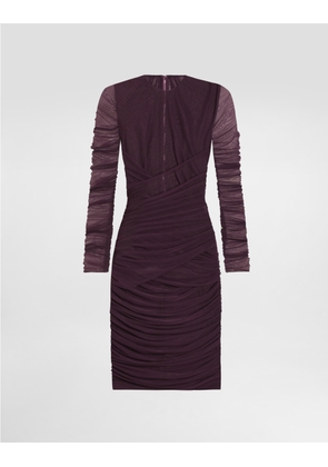 Dolce & Gabbana Short Light Tulle Dress With Draping - Woman Dresses Purple 42