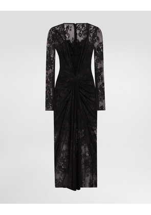 Dolce & Gabbana Floral Lace Dress - Woman Dresses Black 44