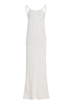 Bernadette Pearl-Embroidered Silk Maxi Slip Dress - Moda Operandi