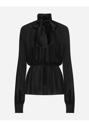 Dolce & Gabbana Chiffon Pussy-bow Blouse - Woman Shirts And Tops Black Silk 36