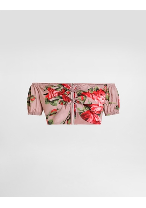 Dolce & Gabbana Rose Bouquet-print Cotton Top - Woman Shirts And Tops Multicolor 54