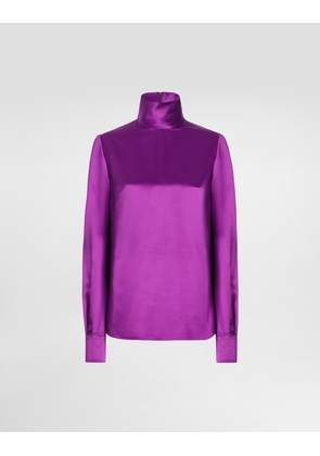 Dolce & Gabbana Silk Satin Sack Top With Turtle-neck - Woman Shirts And Tops Red Silk 42