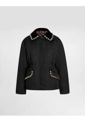 Dolce & Gabbana Nylon Jacket With Embossed Logo - Woman Coats And Jackets Black 40