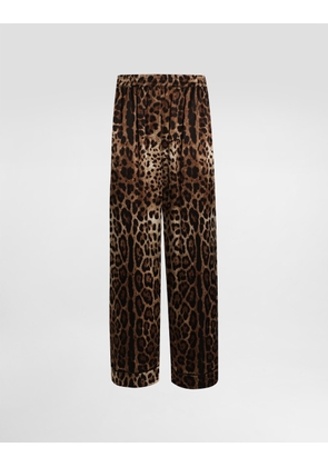Dolce & Gabbana Leopard-print Satin Pajama Pants - Woman Pants And Shorts Animal Print Cotton 44
