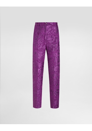 Dolce & Gabbana Peony-motif Brocade Trousers - Woman Pants And Shorts Purple 40