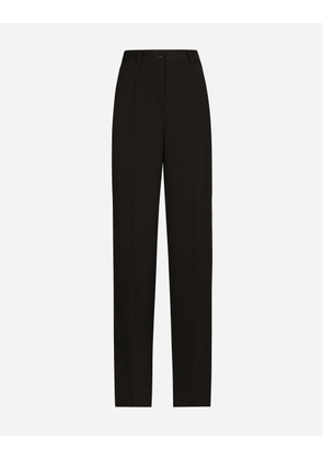 Dolce & Gabbana Wool Gabardine Tuxedo Pants - Woman Pants And Shorts Black Wool 38