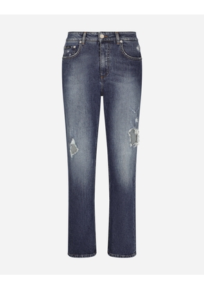 Dolce & Gabbana Boyfriend Jeans With Rips - Woman Denim And Jeans Multi-colored 38