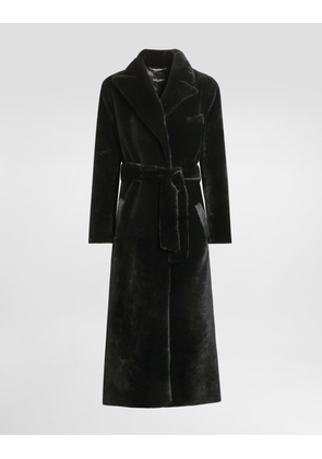 Dolce & Gabbana Double-breasted Shearling Coat - Man Coats And Jackets Black 46