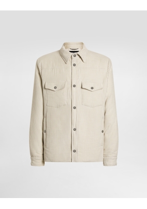 Dolce & Gabbana Plain Velvet Jacket With Fur Collar - Man Coats And Jackets White 50