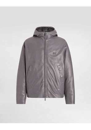 Dolce & Gabbana Padded Leather Jacket With Hood And Tag - Man Coats And Jackets Gray 46
