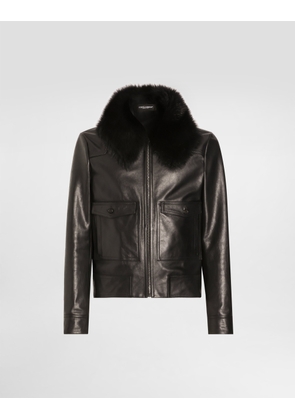 Dolce & Gabbana Single-breasted Coat With Fur Collar - Man Coats And Jackets Black 46