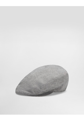 Dolce & Gabbana Flat Cap In Washed Linen Canvas - Man Hats And Gloves Gray 58