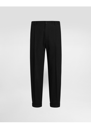 Dolce & Gabbana Cotton Gabardine Pants With Double Darts - Man Pants And Shorts Black 54