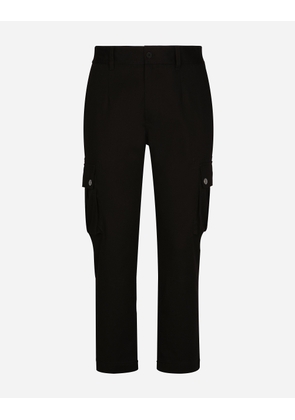 Dolce & Gabbana Cotton Cargo Pants With Branded Tag - Man Pants And Shorts Black Cotton 52