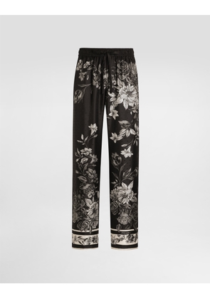 Dolce & Gabbana Flower Bouquet-print Vanity Jacquard Twill Trousers - Man Pants And Shorts Multicolor 46