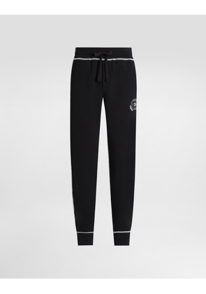 Dolce & Gabbana Jersey Trousers With Print And Embroidery - Man Pants And Shorts Black 44