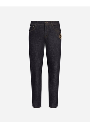 Dolce & Gabbana Slim-fit Stretch Cotton Jeans With Patch - Man Denim Multi-colored 48