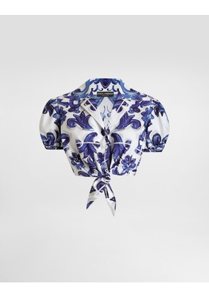 DG EXCLUSIVE Dolce & Gabbana Majolica-print Poplin Shirt - Woman Shirts And Tops Print 40