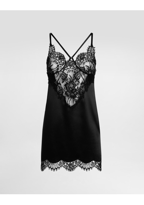 Dolce & Gabbana Satin And Lace Slip - Woman Underwear Black 2