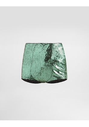 Dolce & Gabbana Sequined High-waisted Panties - Woman Underwear Green 3