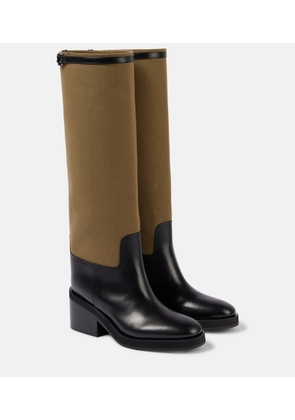 Jimmy Choo Yasmin leather and canvas knee-high boots
