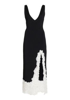 Carolina Herrera Lace-Trimmed Knit Midi Dress - Moda Operandi