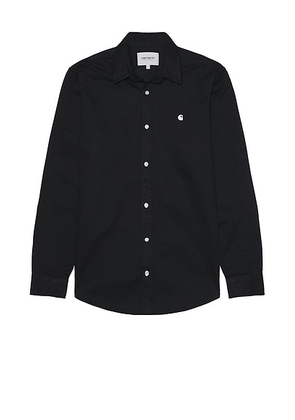Carhartt WIP Longsleeve Madison Shirt in Black & Wax - Black. Size S (also in ).