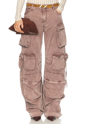 THE ATTICO Wide Leg Cargo Pant in Washed Mauve - Mauve. Size 27 (also in 24, 26, 28).