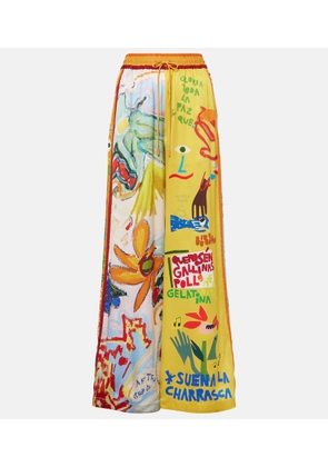 Alemais La Charrasca printed silk satin wide-leg pants