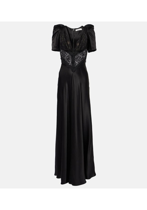 Rodarte Lace-trimmed silk charmeuse gown