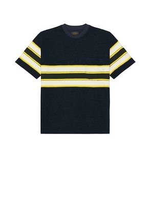 Beams Plus Pocket Tee Stripe Pile in Navy - Navy. Size XL (also in ).