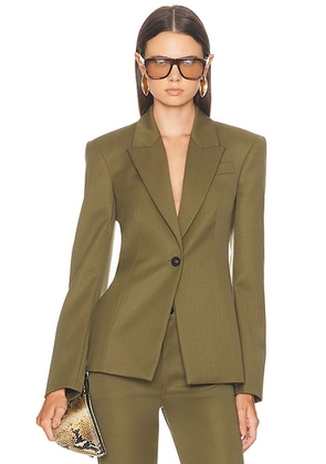 THE ATTICO Wool Blazer in Military Green - Olive. Size 38 (also in 42).