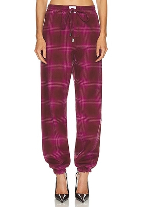 THE ATTICO Check Long Pant in Burgundy - Burgundy. Size 40 (also in 42).