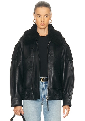 AGOLDE Avril Leather Jacket in Black - Black. Size XL (also in ).