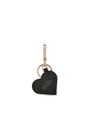 Smythson Heart Keyring In Panama In Black