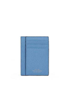 Smythson Large Flat Card Holder In Panama In Nile Blue
