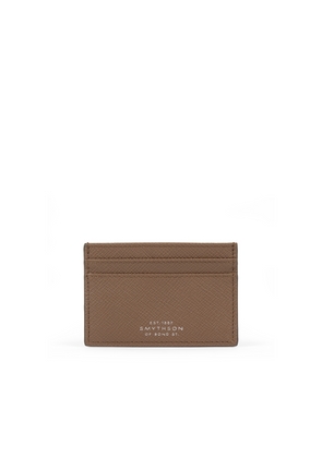 Smythson Flat Card Holder In Panama In Fawn