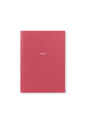 Smythson 2026 Soho Weekly Diary In Panama In Raspberry