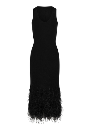 Andres Otalora Murmullo Sutil Feathered Knitted Midi Dress - Moda Operandi