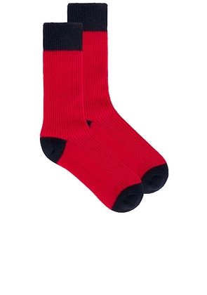 Guest In Residence The Soft Cashmere Socks in True Red & Midnight - Blue. Size all.