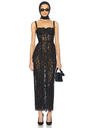 Helsa The Lace Column Dress in Black - Black. Size M (also in ).